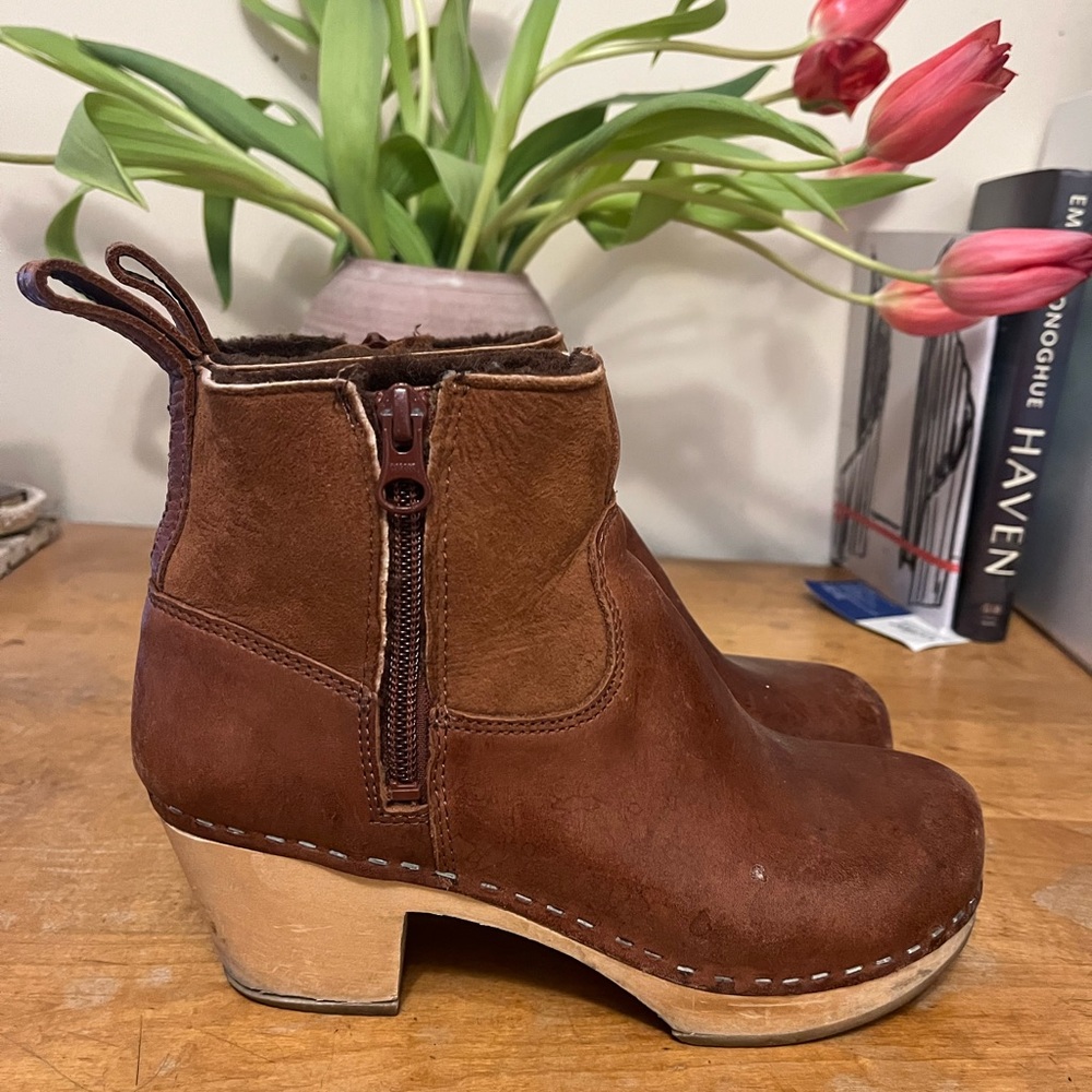 Swedish Hasbeen Shearling Clogs